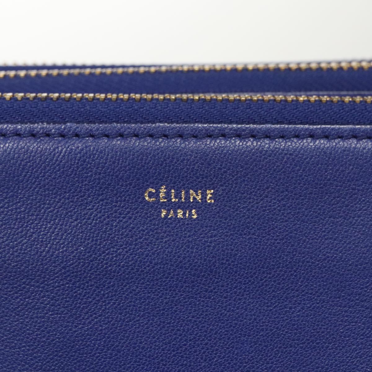 Céline Trio, Blue, Leather, shoulder