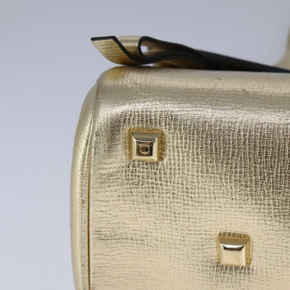 Salvatore Ferragamo Gancini, Gold, Leather, handbag