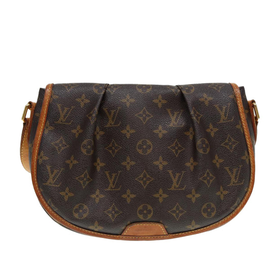 Louis Vuitton Menilmontant, Brown, Canvas, shoulder