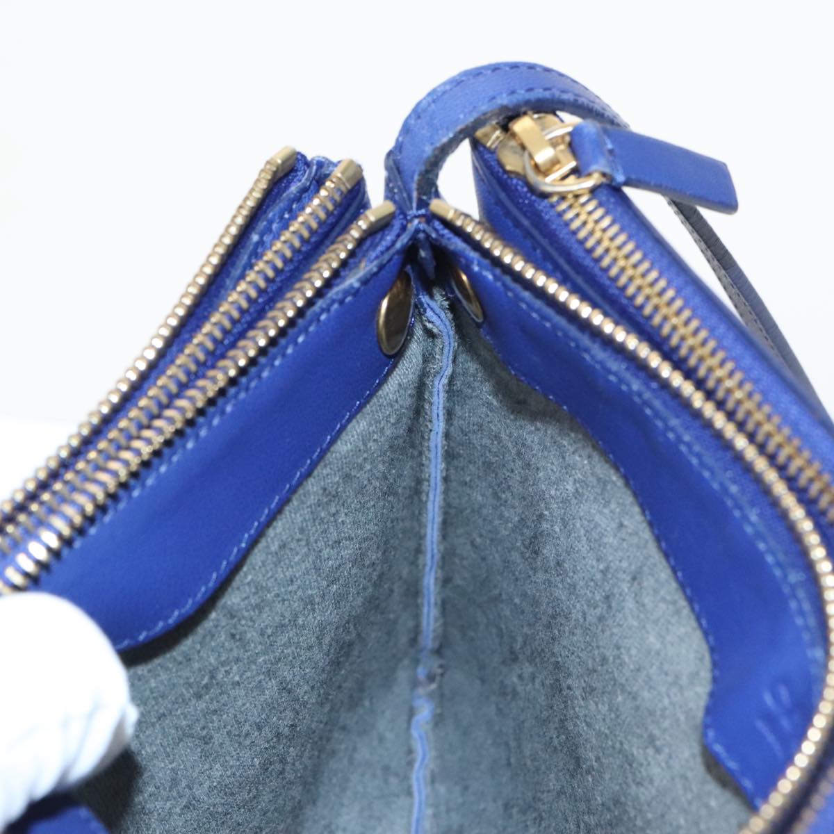 Céline Trio, Blue, Leather, shoulder