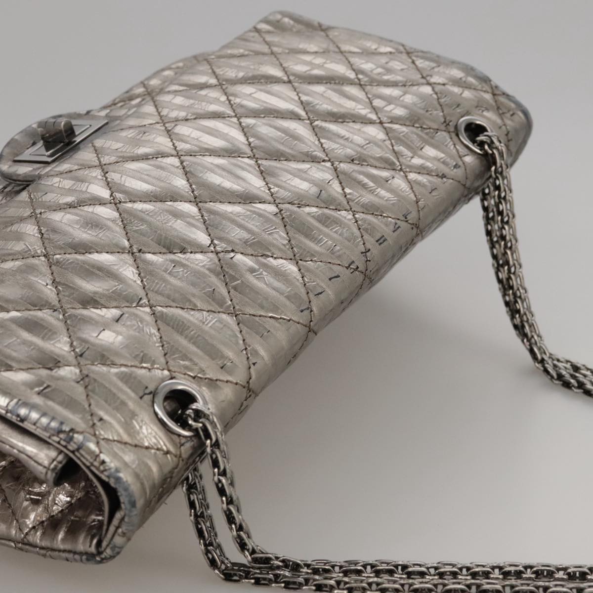 "Chanel 2,55", Silver, Leather, shoulder
