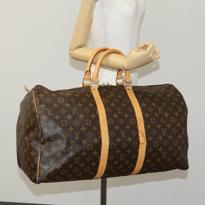 Louis Vuitton Keepall 55, Brown, Canvas, travel