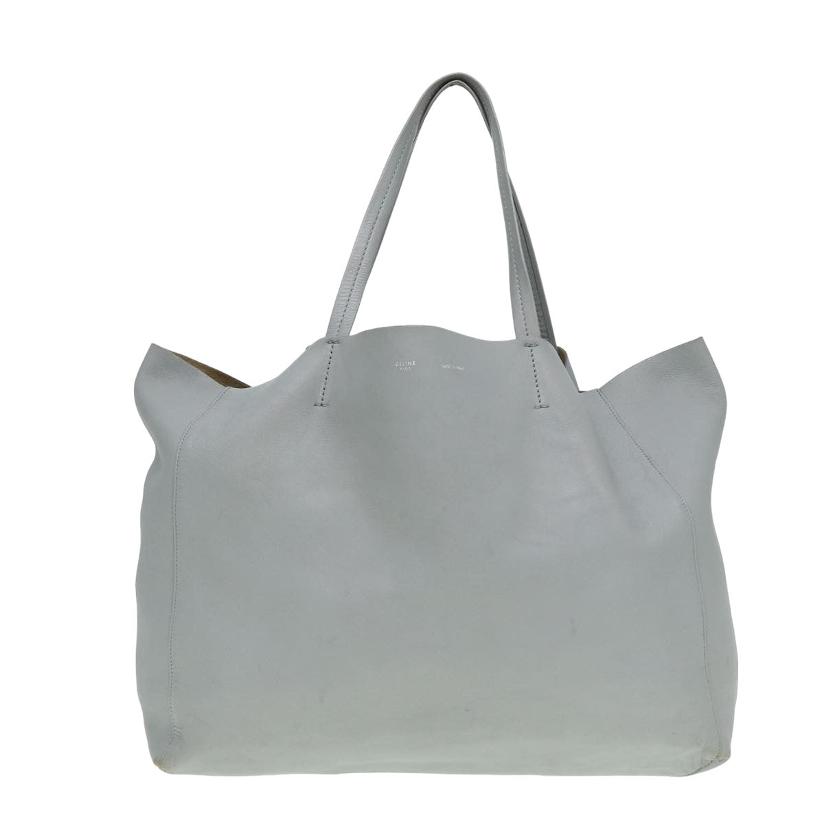 Céline Cabas Horizontal, Grey, Leather, tote