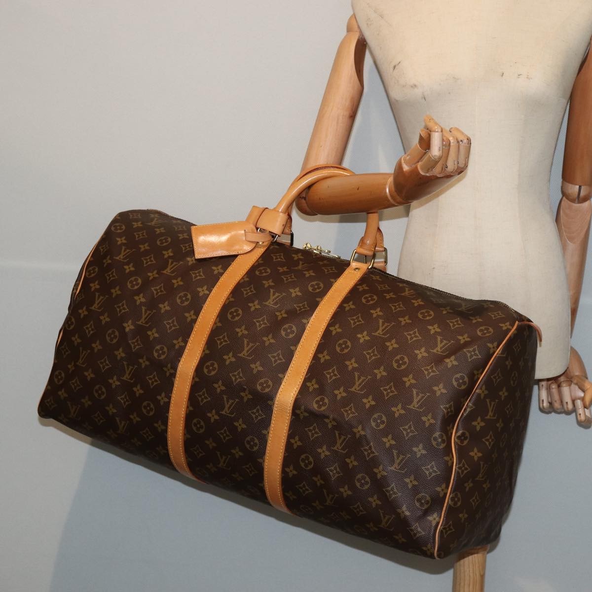 Louis Vuitton Keepall 60, Brown, Canvas, travel