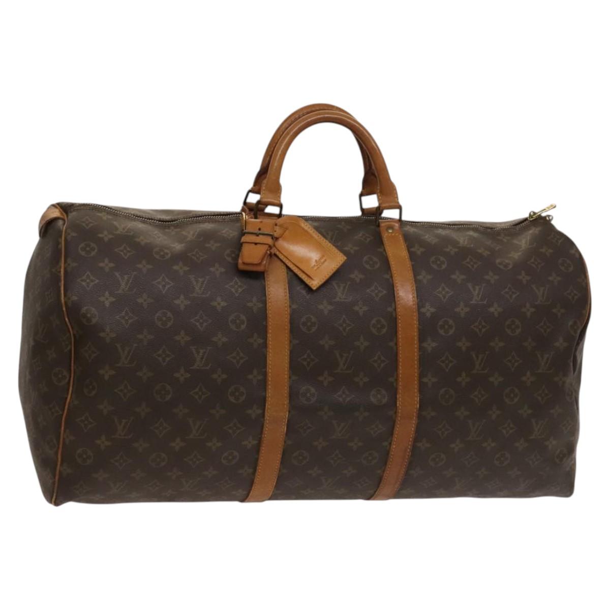 Louis Vuitton Keepall 60, Brown, Canvas, travel