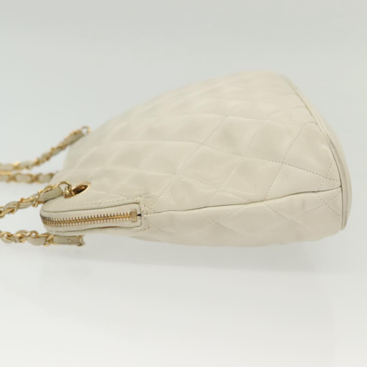 Chanel Matelassé, "WHITE,GOLD", Leather, shoulder