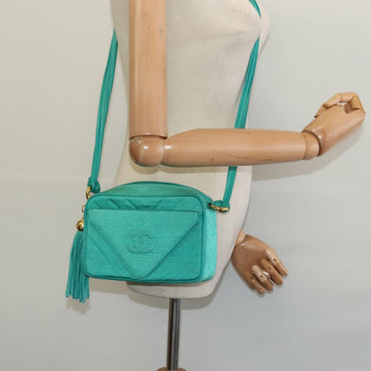 Chanel Camera, Green, Canvas, shoulder