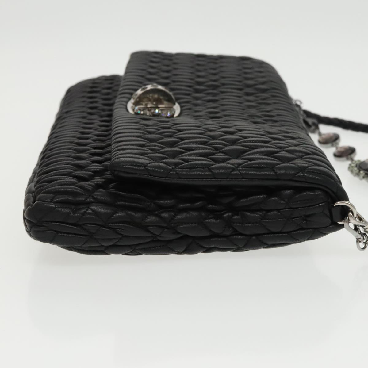 Miu Miu Crystal, Black, Leather, shoulder