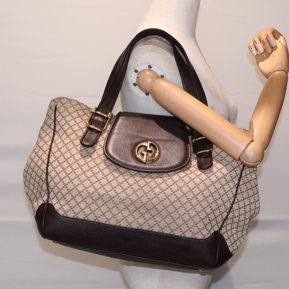 Gucci Diamante, Beige, Canvas, handbag