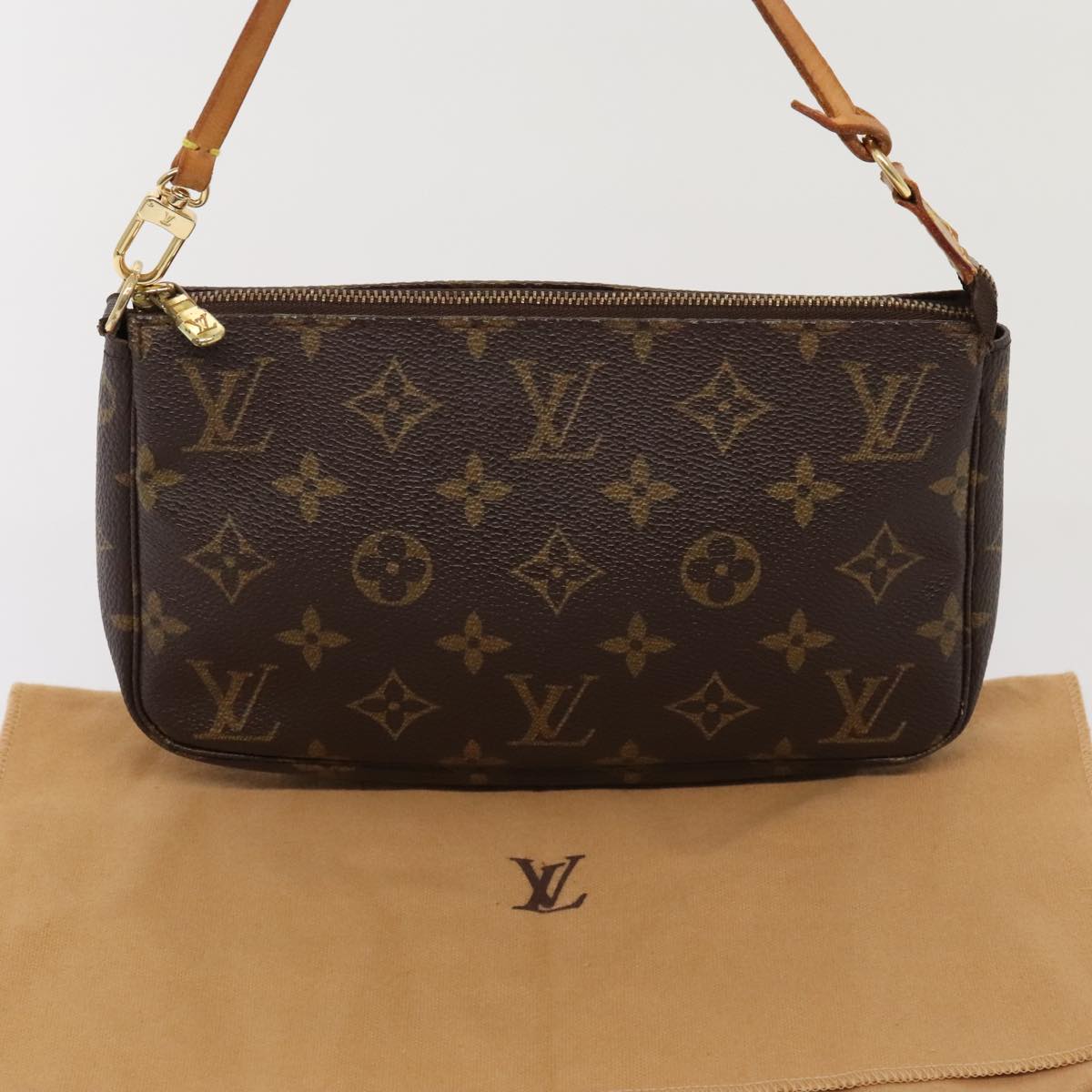 Louis Vuitton Pochette Accessoire, Brown, Canvas, clutch