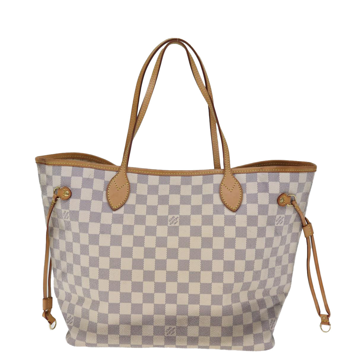 Louis Vuitton Neverfull MM, White, Canvas, tote