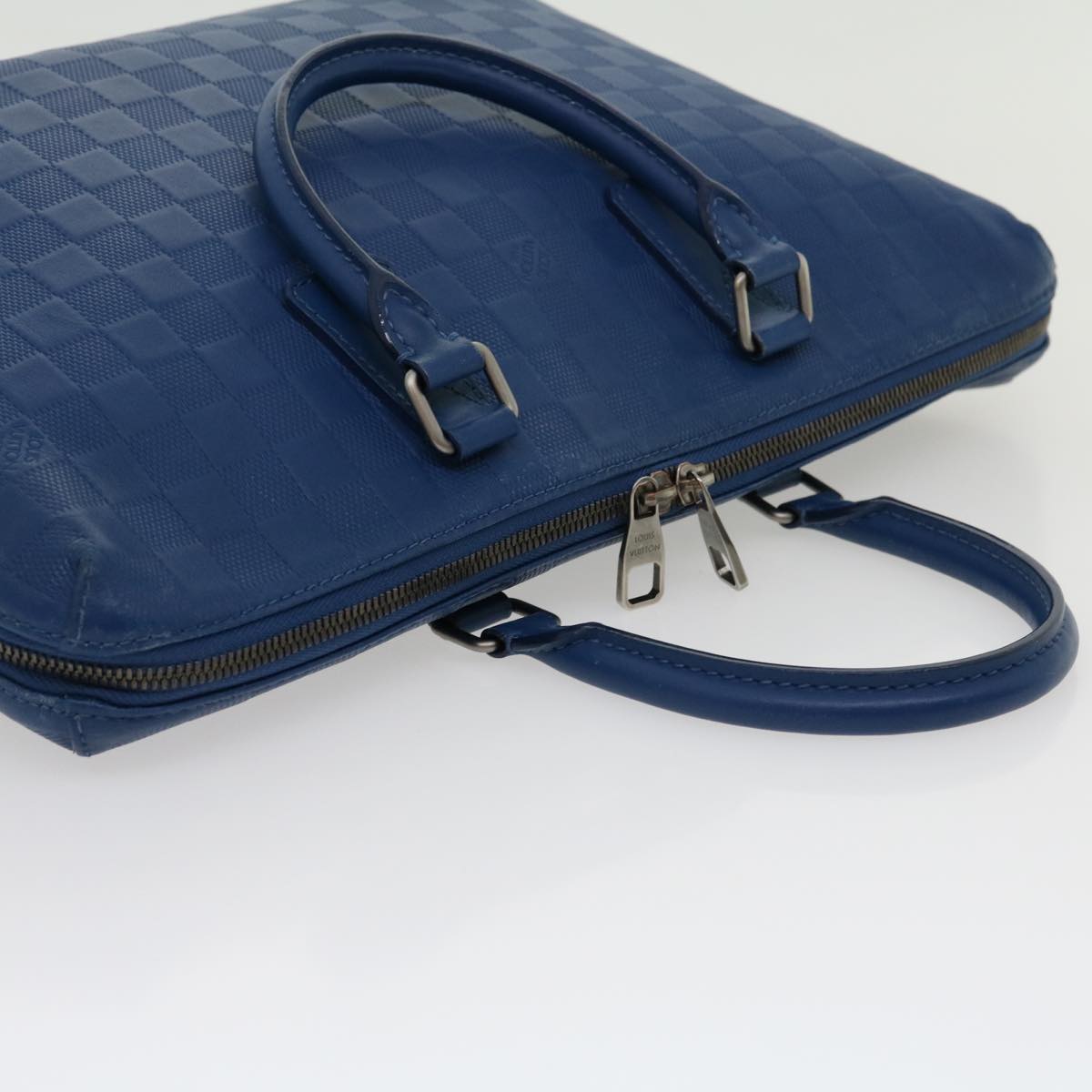 Louis Vuitton Porte documents Jour, Blue, Leather, handbag