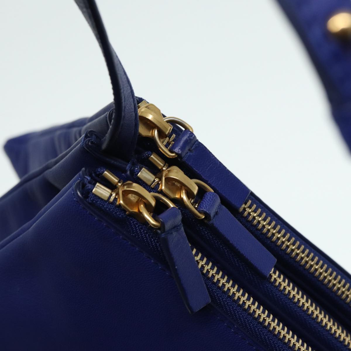 Céline Trio, Blue, Leather, shoulder