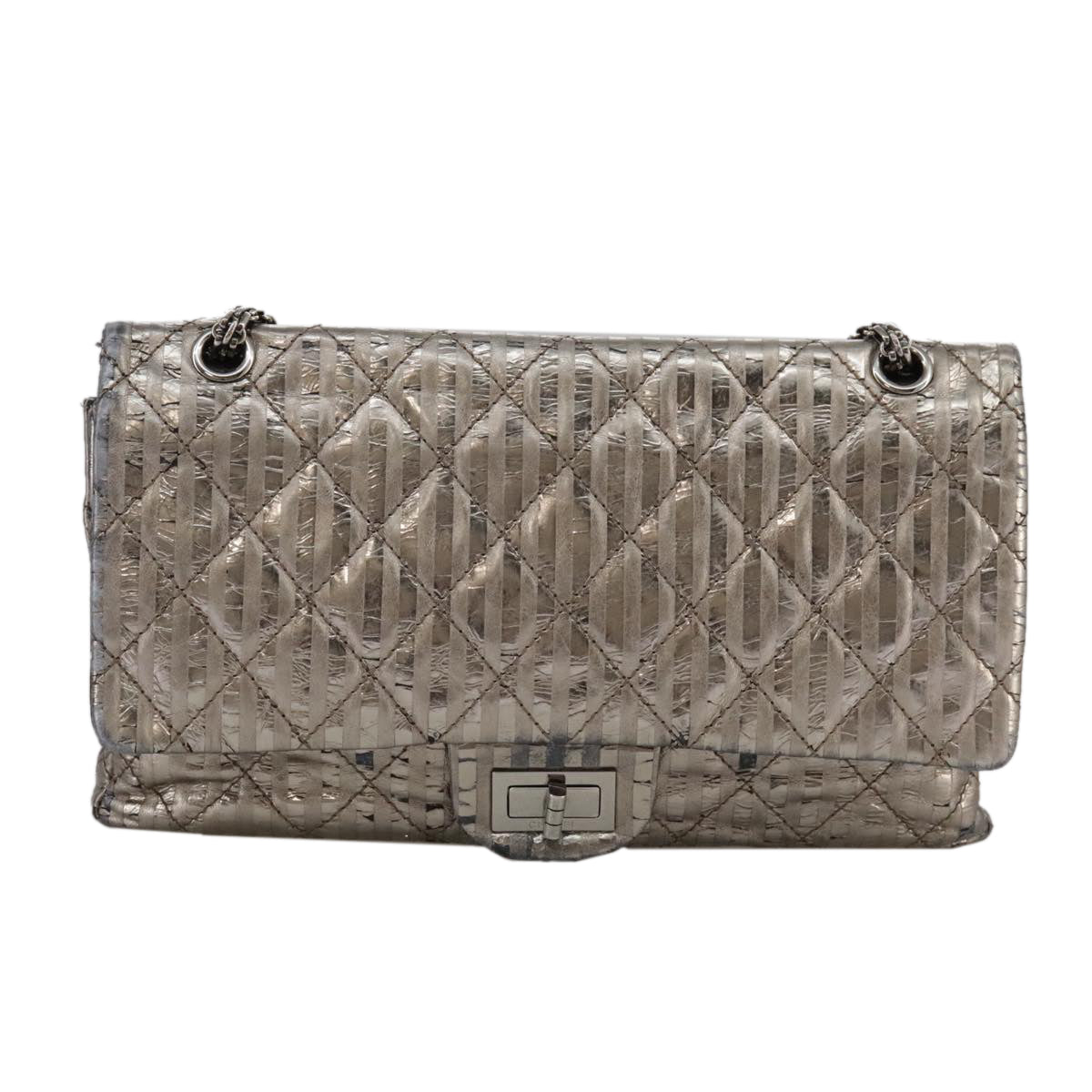 "Chanel 2,55", Silver, Leather, shoulder