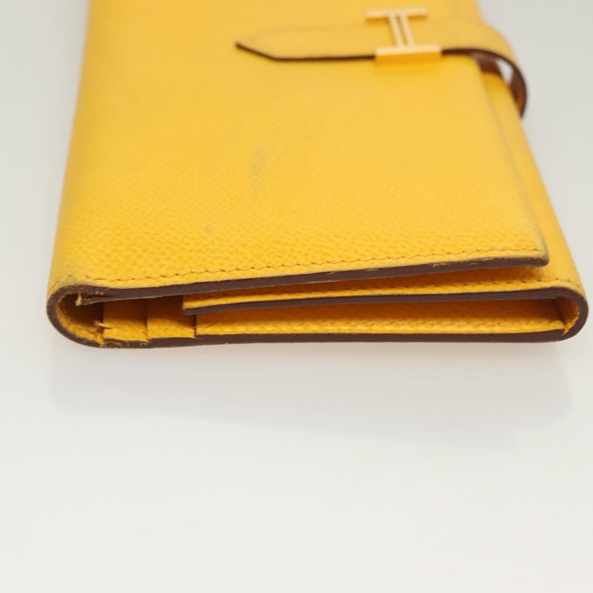 Hermès Béarn, Yellow, Leather, wallet