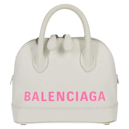 Balenciaga Ville Top Handle, White, Leather, handbag