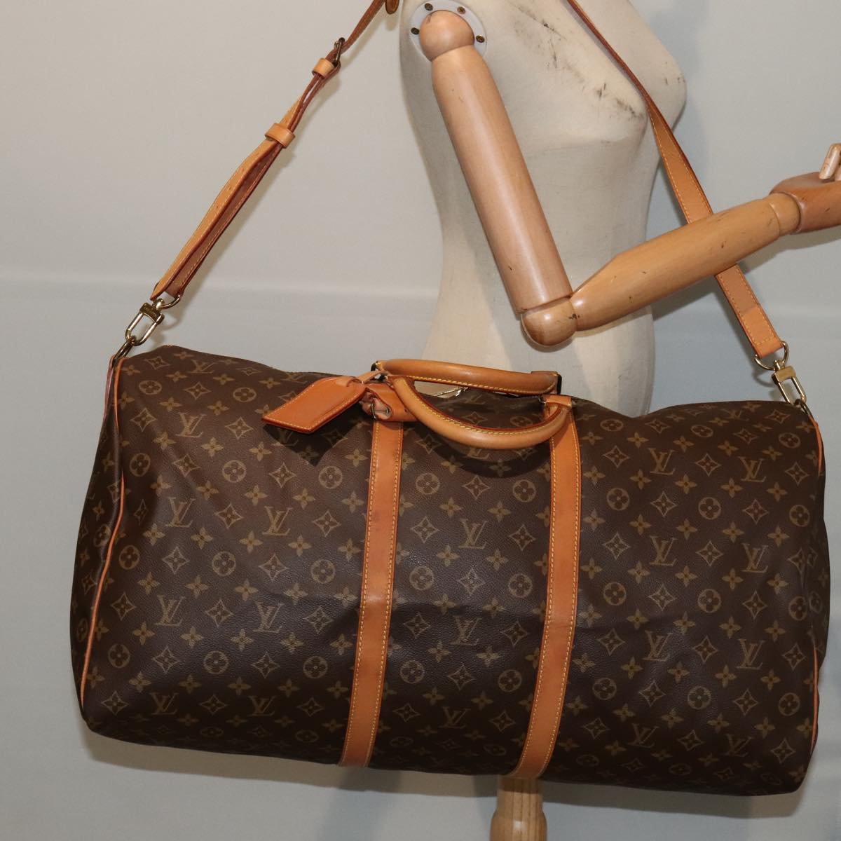 Louis Vuitton Keepall Bandoulière 60, Brown, Canvas, travel