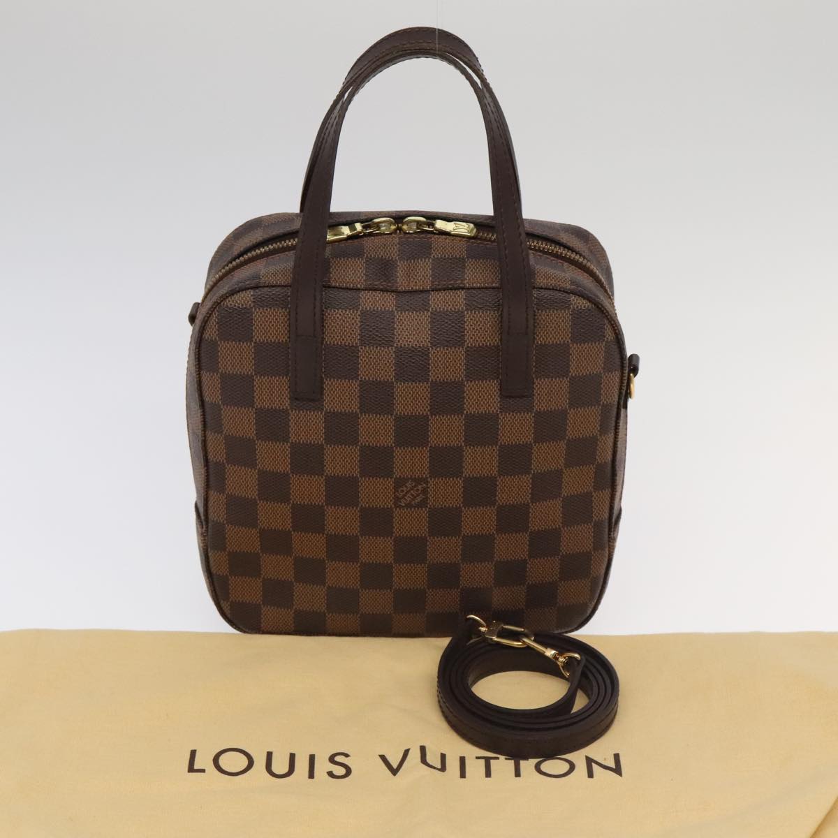 Louis Vuitton Spontini, Brown, Canvas, handbag