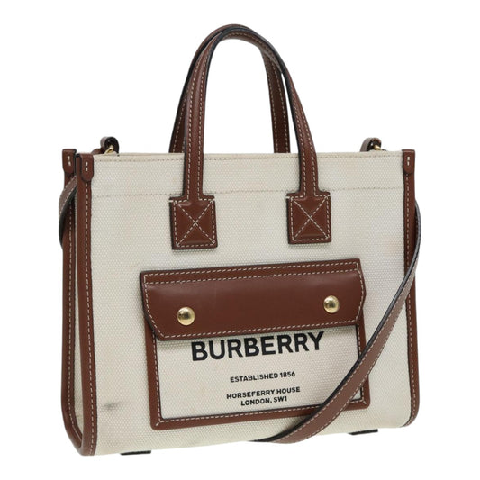 Burberry Horseferry, Beige, Canvas, handbag