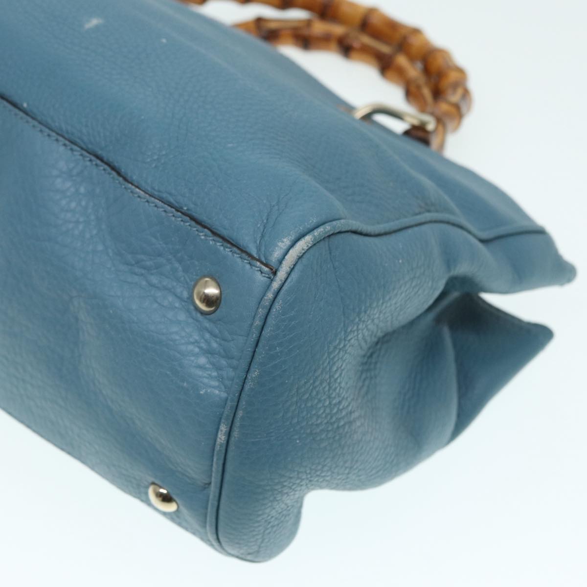 Gucci Bamboo, Blue, Leather, handbag