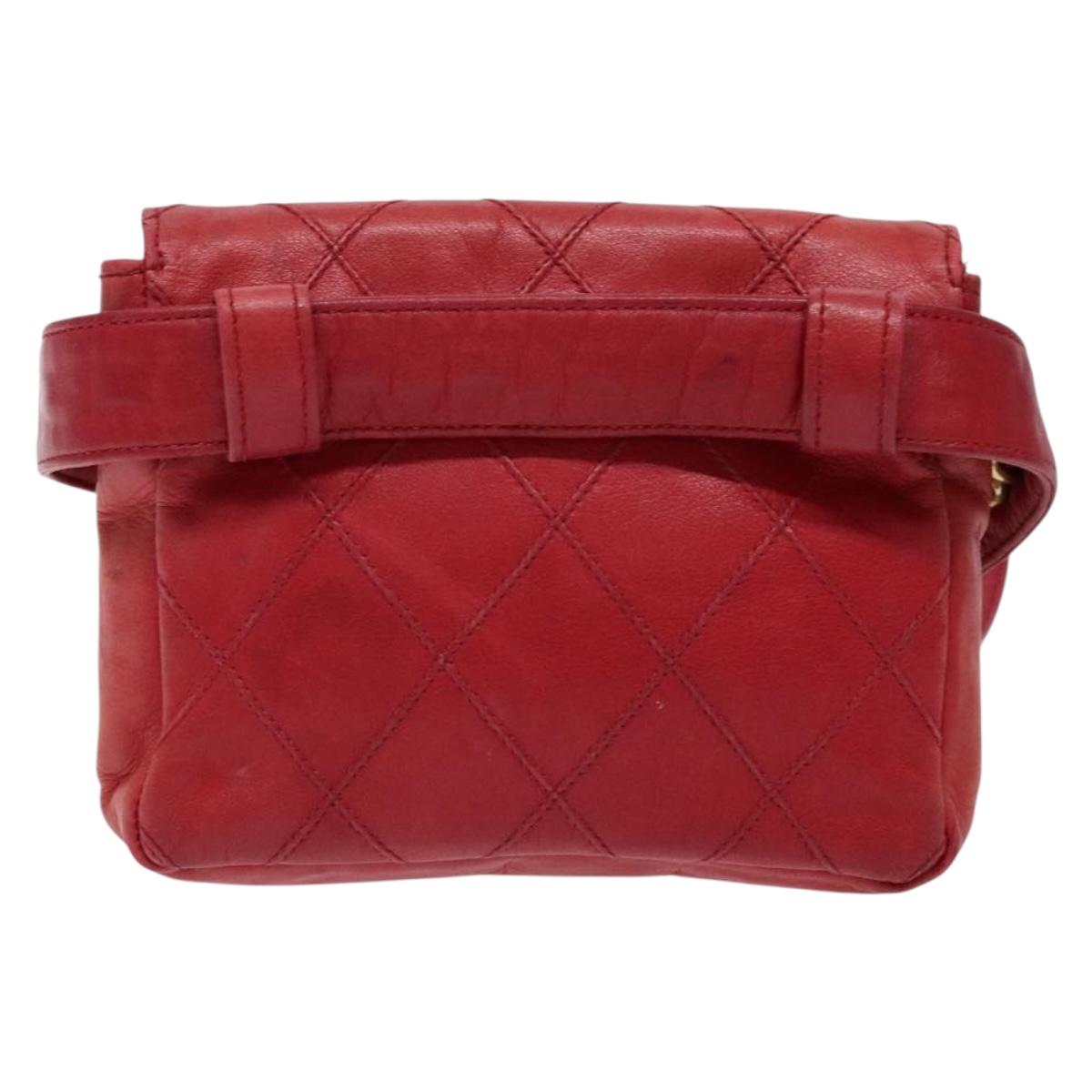 Chanel Bag belt, Red, Leather, clutch