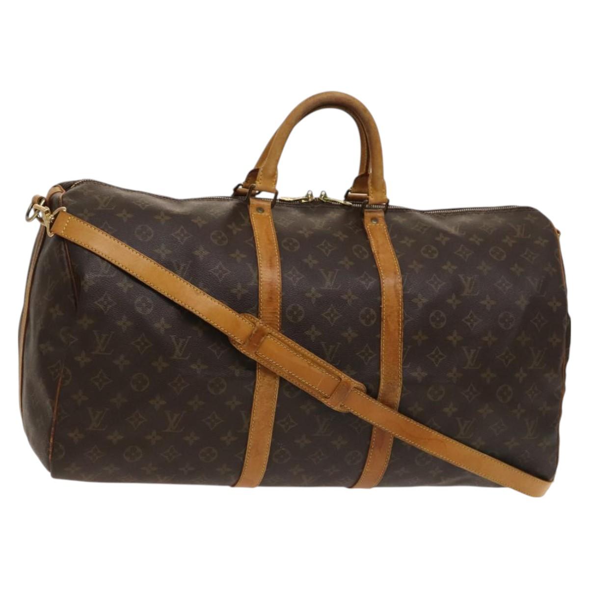 Louis Vuitton Keepall Bandouliere 55, Brown, Canvas, travel