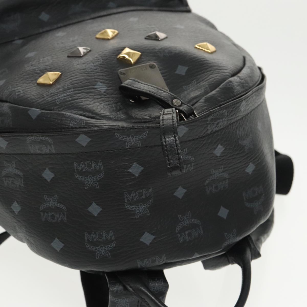 MCM Visetos, Black, Canvas, backpack