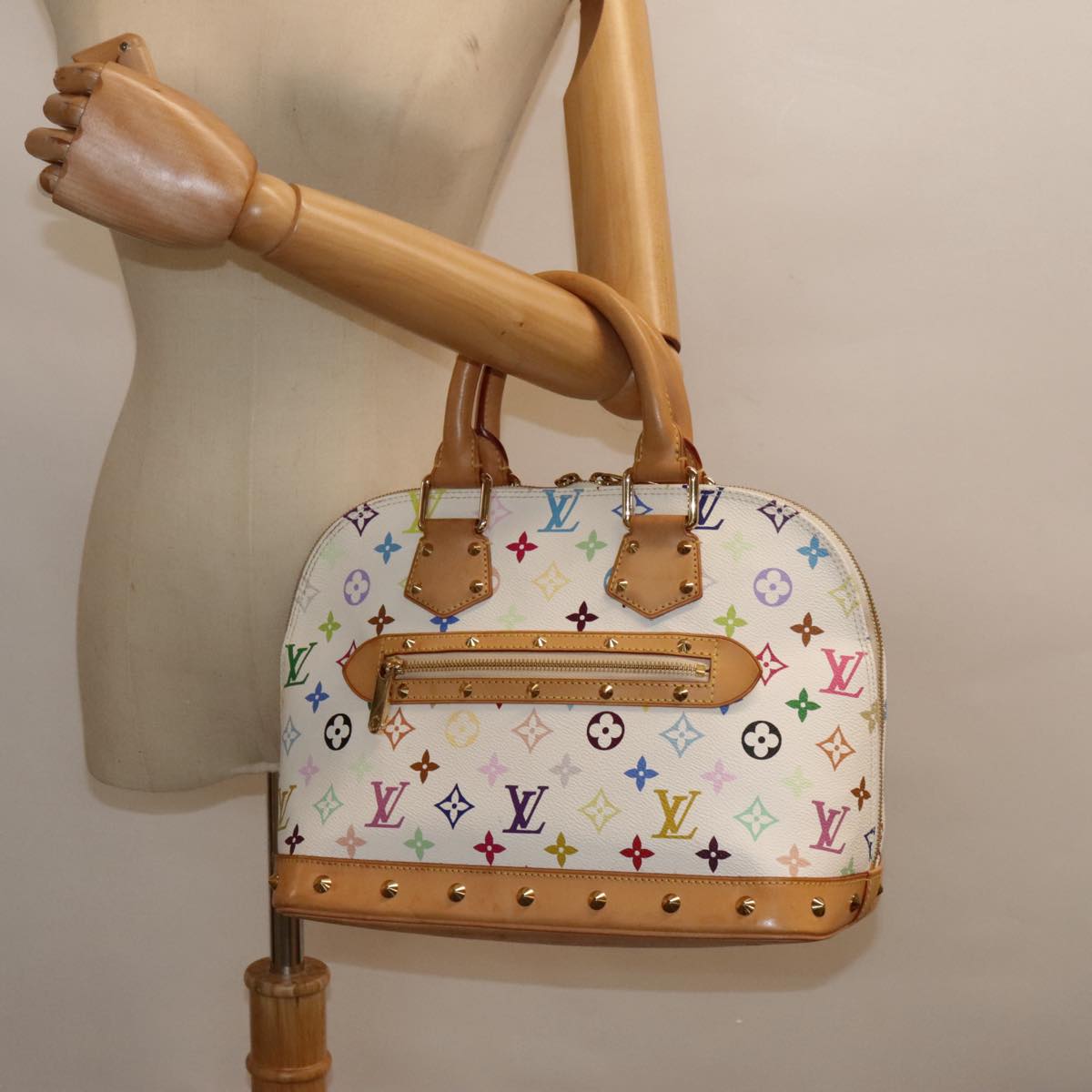 Louis Vuitton Alma, White, Canvas, handbag