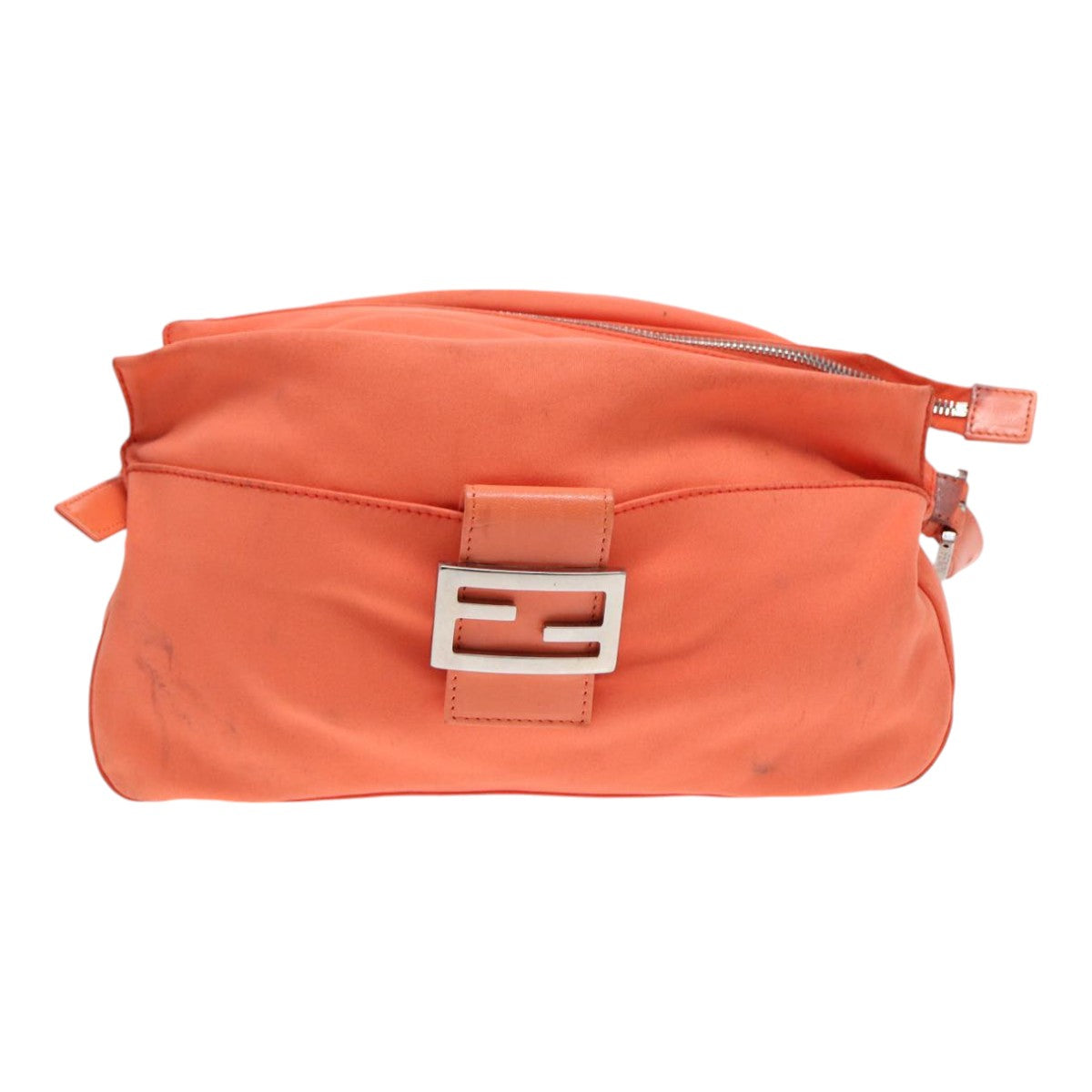 Fendi Mamma Baguette, Orange, Canvas, shoulder