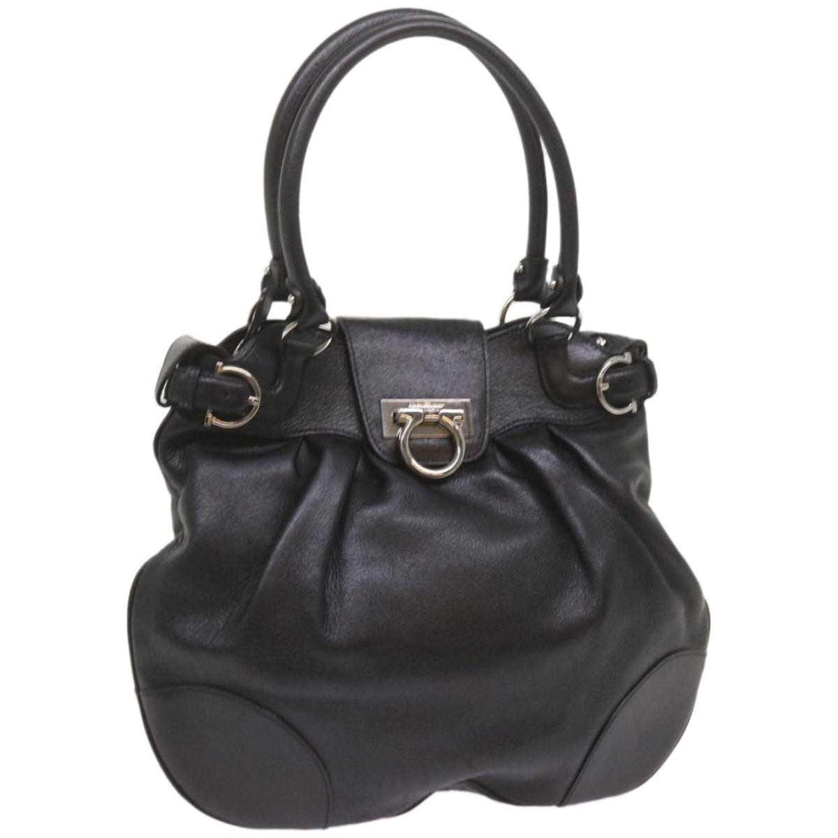 Salvatore Ferragamo Gancio, Black, Leather, handbag