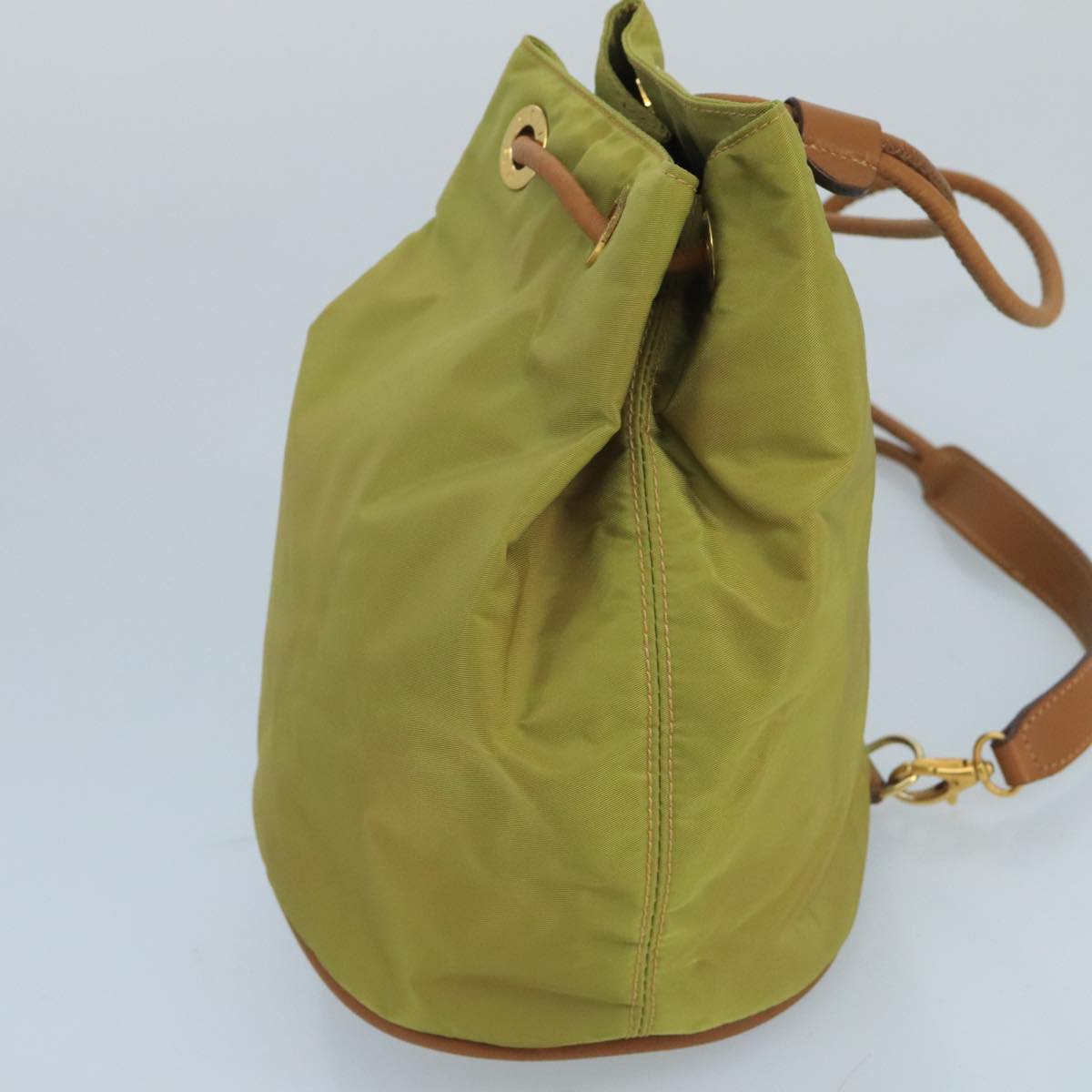 Celine Drawstring Bucket Bag Nylon, Khaki, Synthetic, Handbag