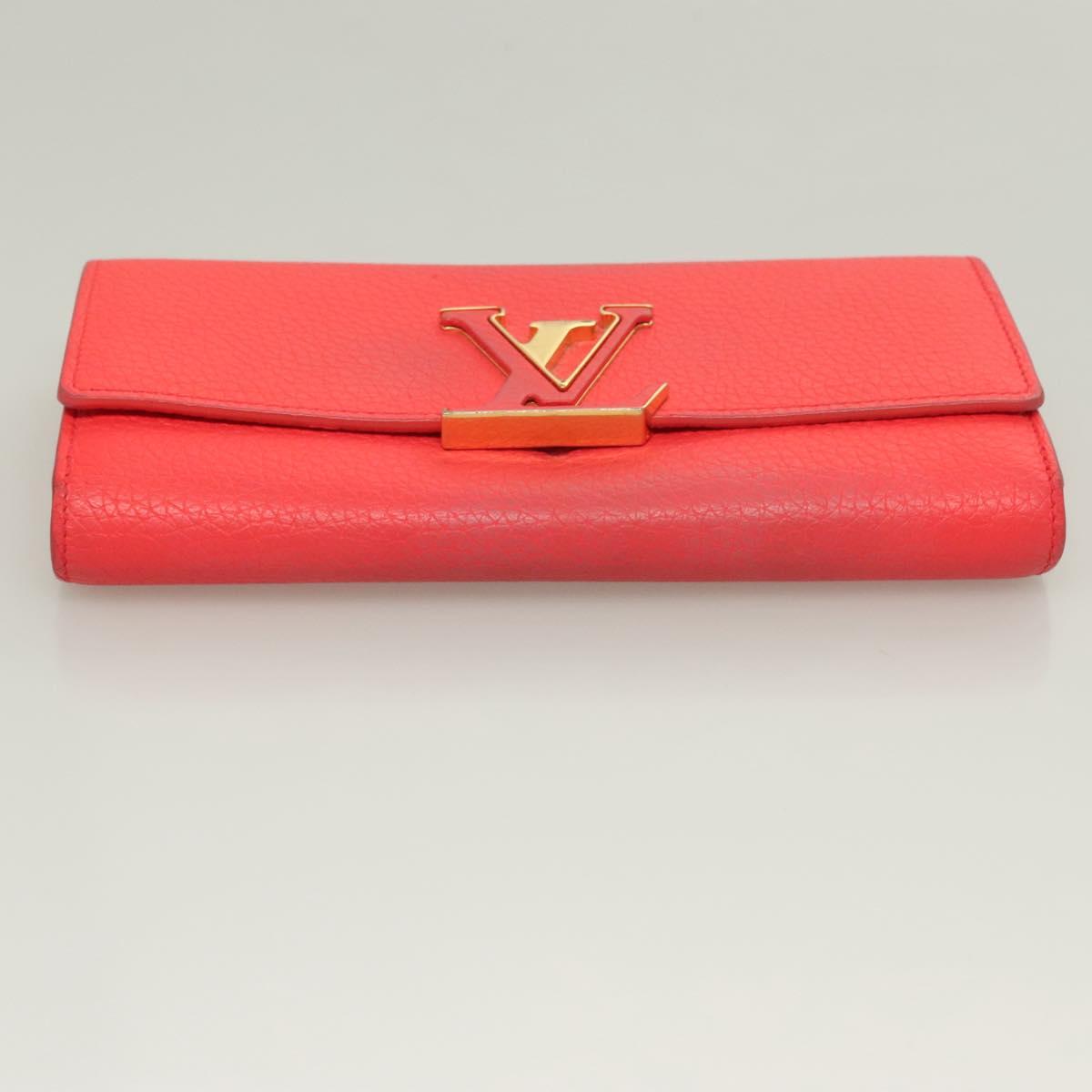 Louis Vuitton Capucines, Red, Leather, wallet
