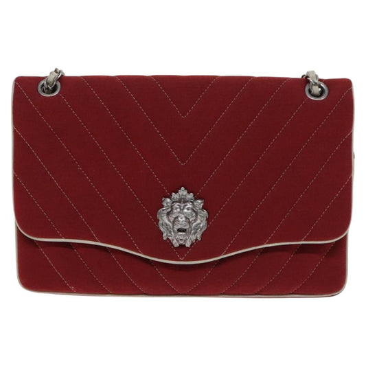Chanel Chevron Quilted Leo Lion Single Flap Bag Jersey and leather, RED, CANVAS, Handbag