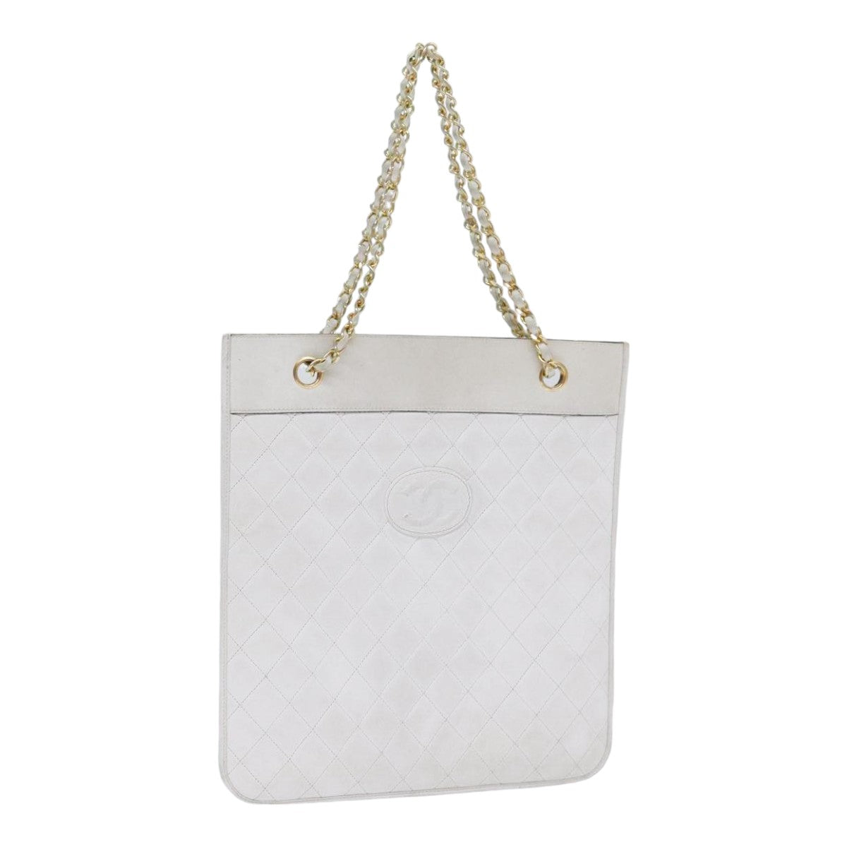 Chanel Matelassé, White, Leather, shoulder