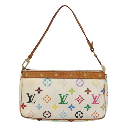 Louis Vuitton Pochette Accessoire, White, Canvas, clutch