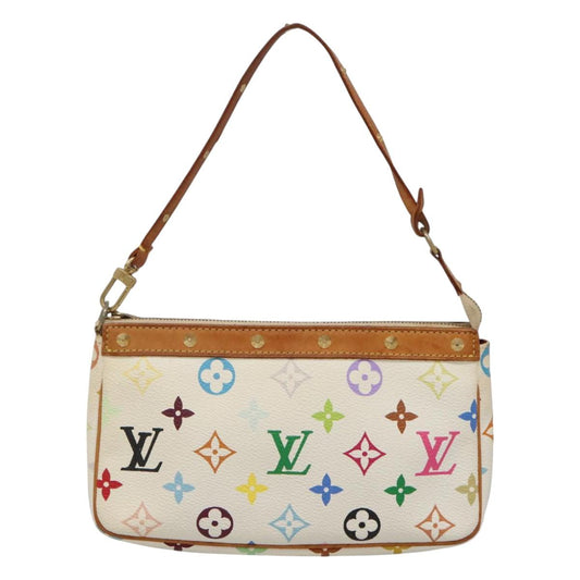 Louis Vuitton Pochette Accessoire, White, Canvas, clutch