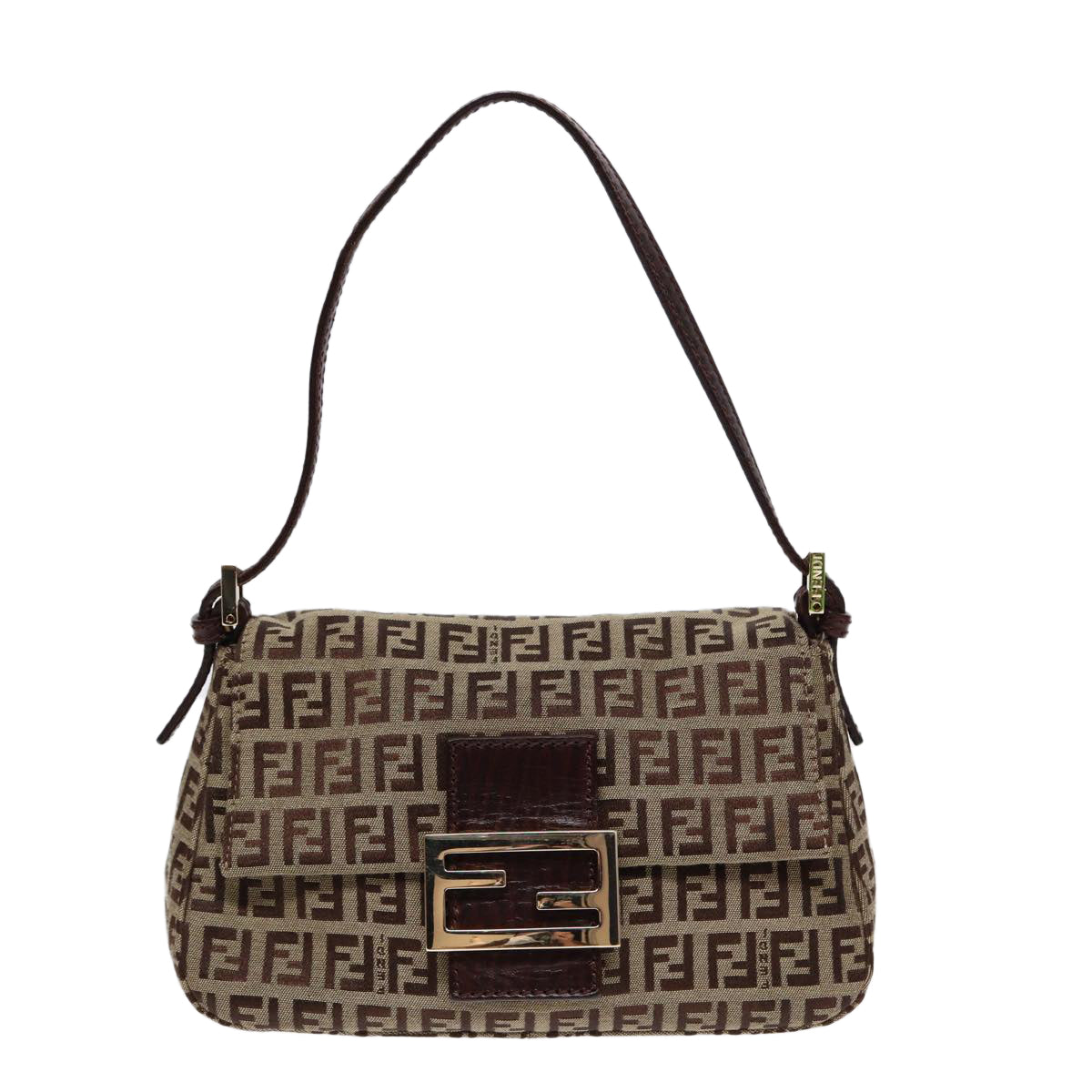 Fendi Mamma Baguette, Brown, Canvas, handbag