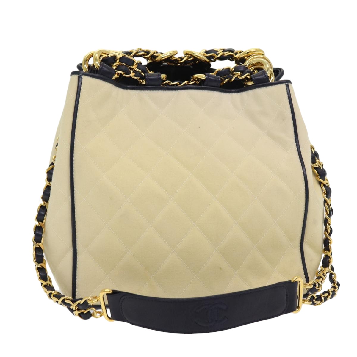 Chanel Matelassé, Beige, Canvas, shoulder