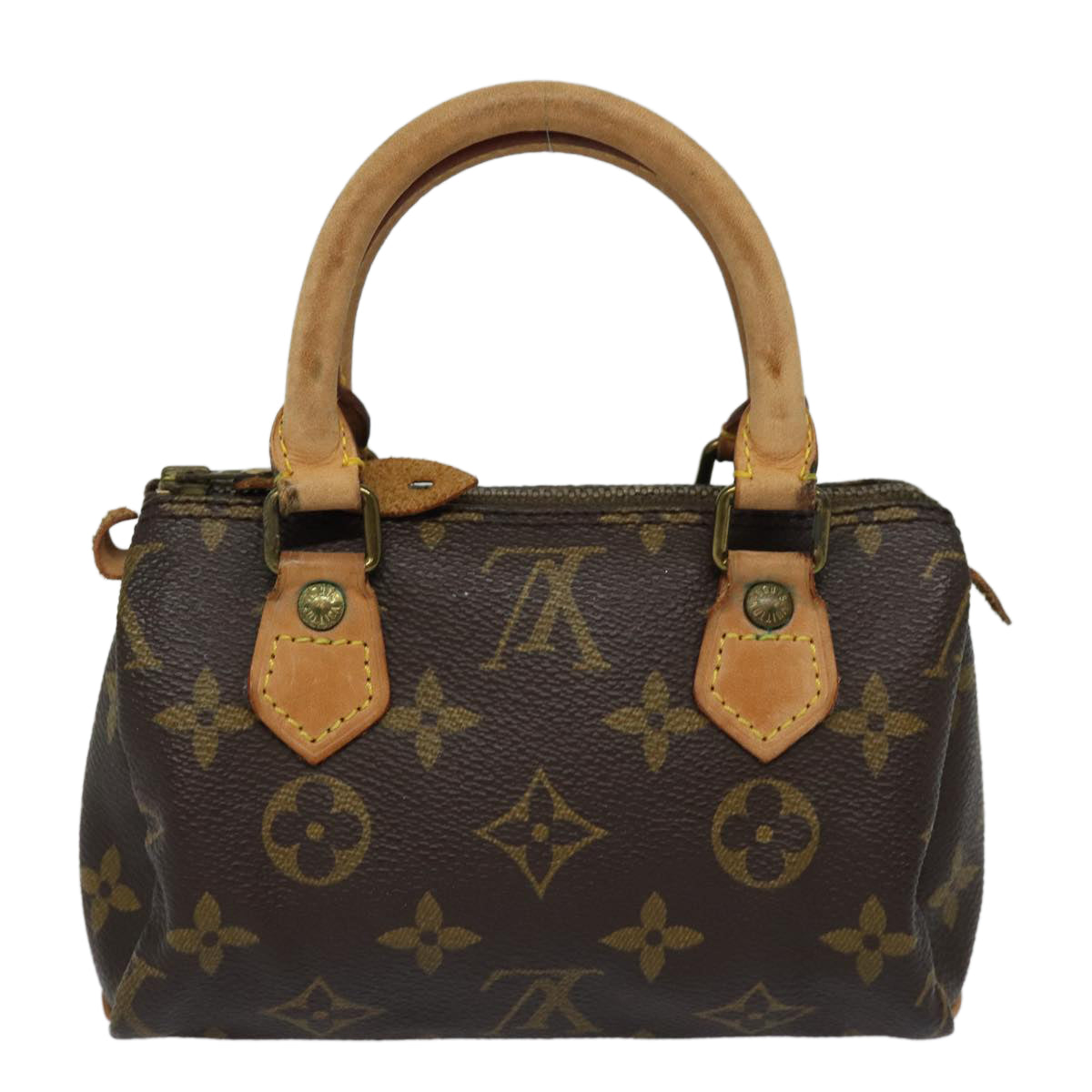 Louis Vuitton Nano Speedy, Brown, Canvas, handbag