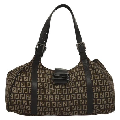 Fendi Zucchino, Brown, Canvas, shoulder