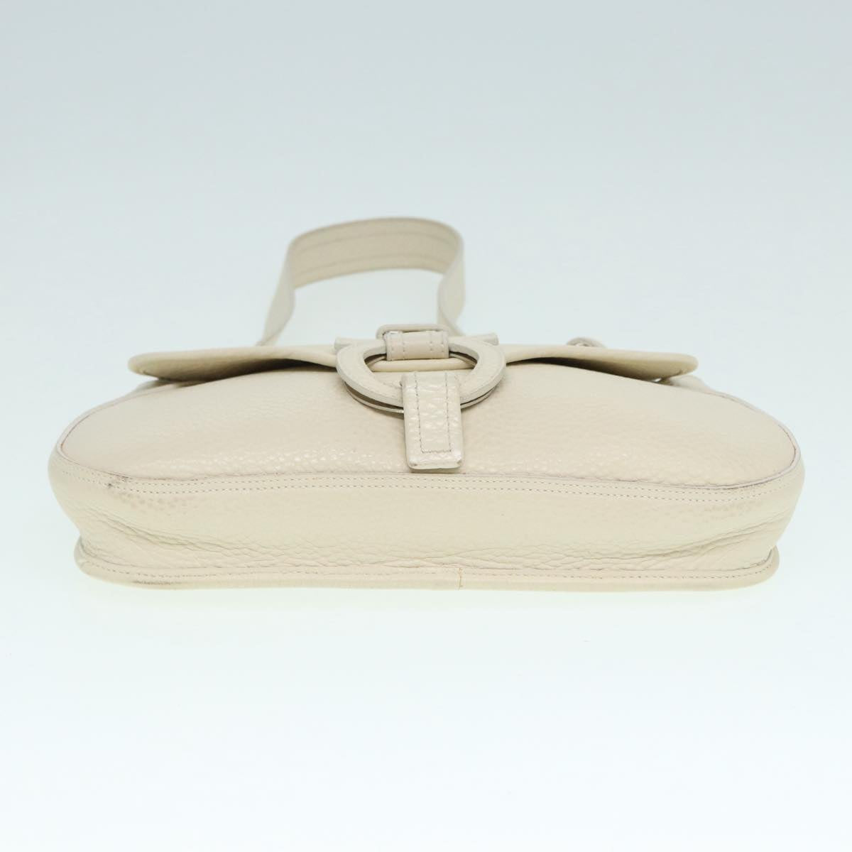 Salvatore Ferragamo Gancini, White, Leather, shoulder