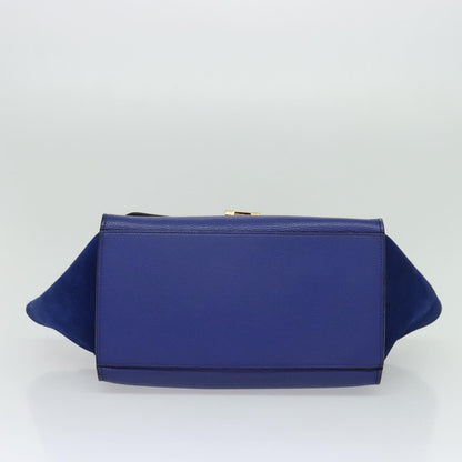 Céline Trapèze, Blue, Leather, handbag