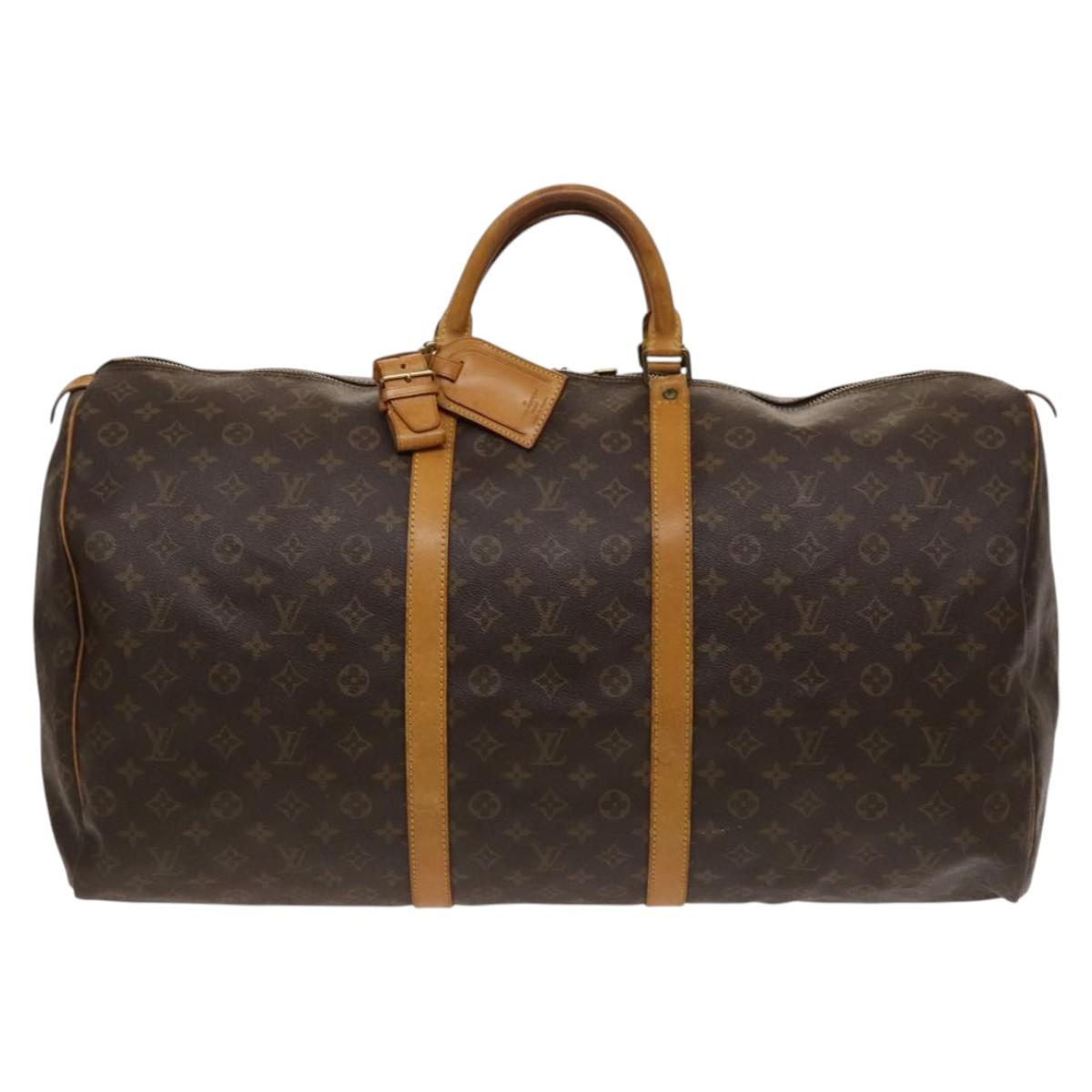 Louis Vuitton Keepall 60, Brown, Canvas, travel
