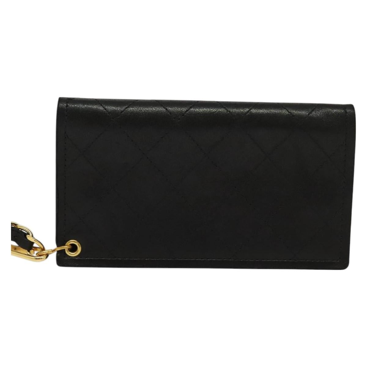 Chanel Wallet On Chain, Black, Leather, wallet