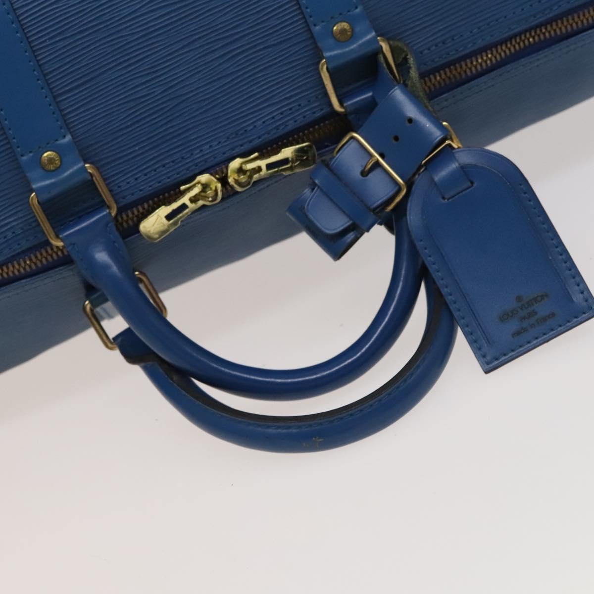 Louis Vuitton Keepall 55, Blue, Leather, travel