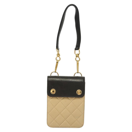 Chanel Phone case, Beige, Leather, clutch