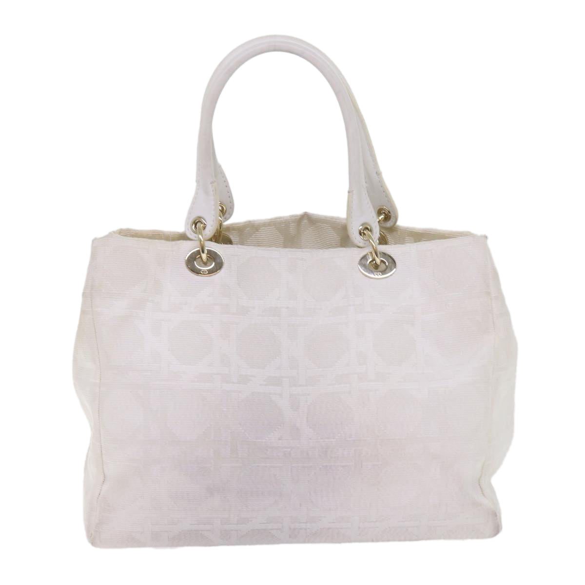 Dior Lady Dior, White, Canvas, handbag