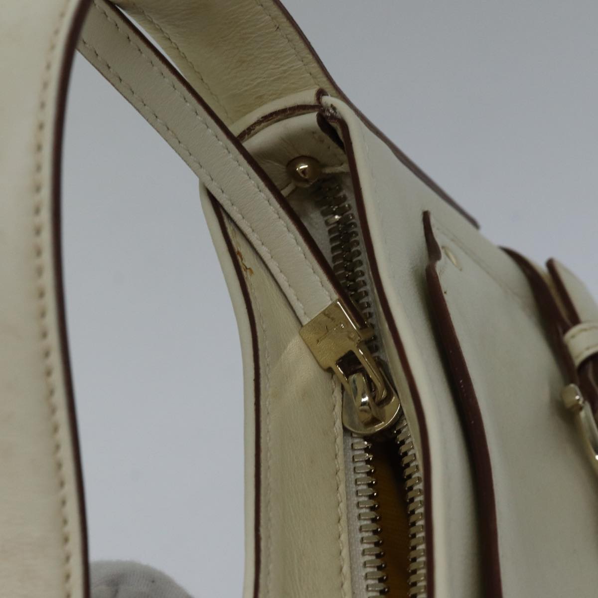 Salvatore Ferragamo Gancini, Beige, Leather, shoulder