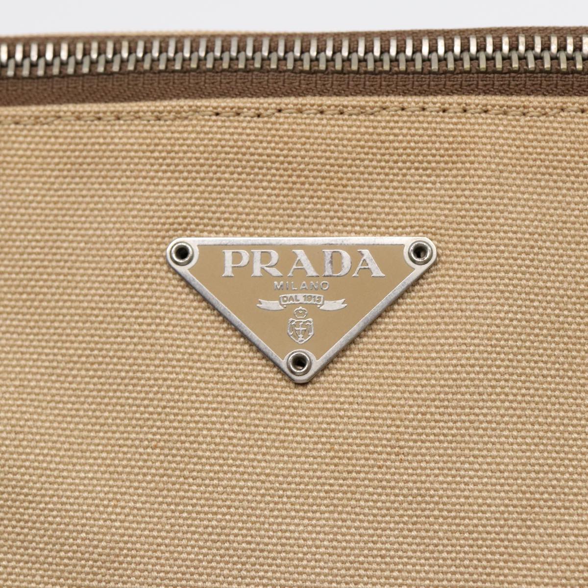 Prada Bowling, Beige, Canvas, shoulder