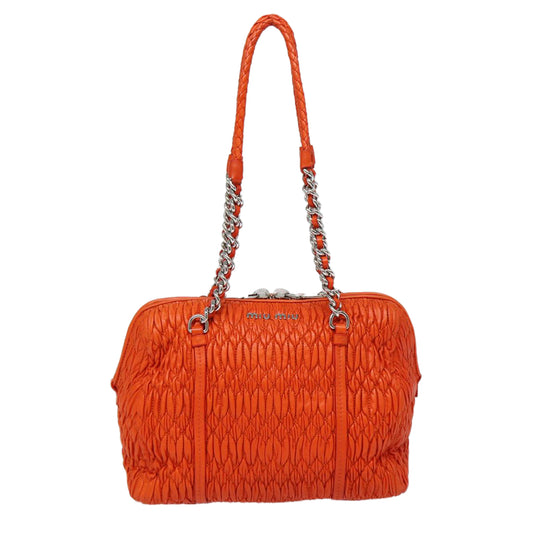 Miu Miu Matelassé, Orange, Leather, shoulder